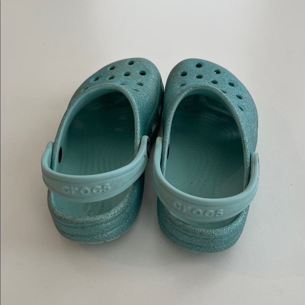 Crocs Kids Glitter Aqua Teal Shoes - Picture 4 of 5
